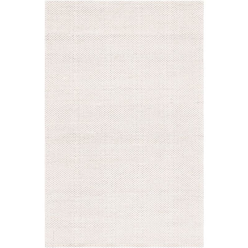 Ivory Rectangular Handwoven Wool Area Rug