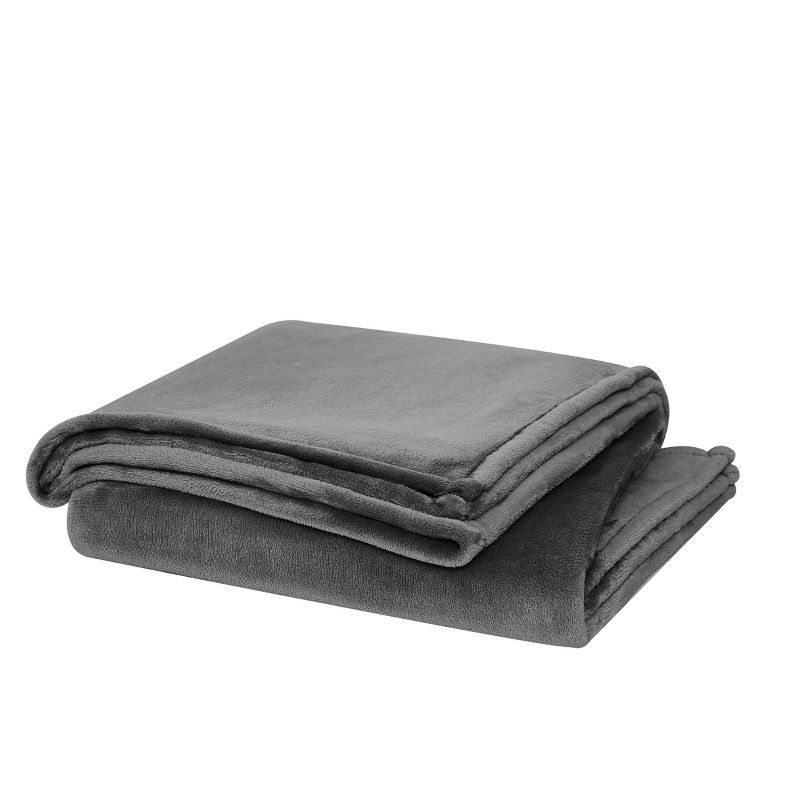 Gray Full/Queen Plush Faux Fur Blanket, Machine Washable