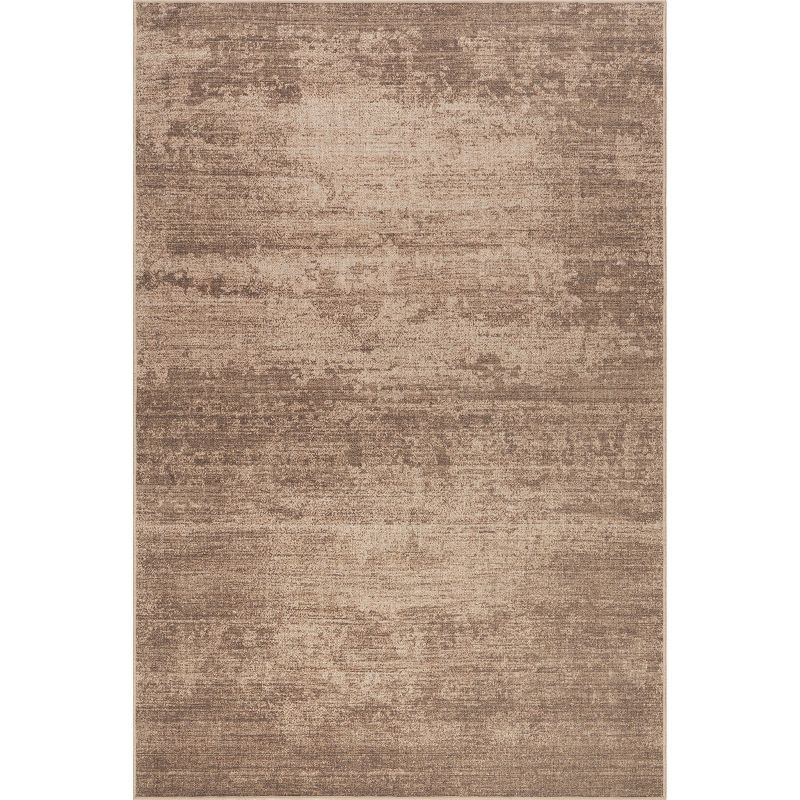 Damira Solid Light Brown Wool and Polyester Washable Area Rug, 8' x 10'