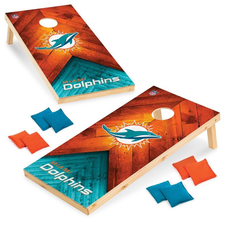 Miami Dolphins 2'x4' Wood Cornhole Set with Bean Bags