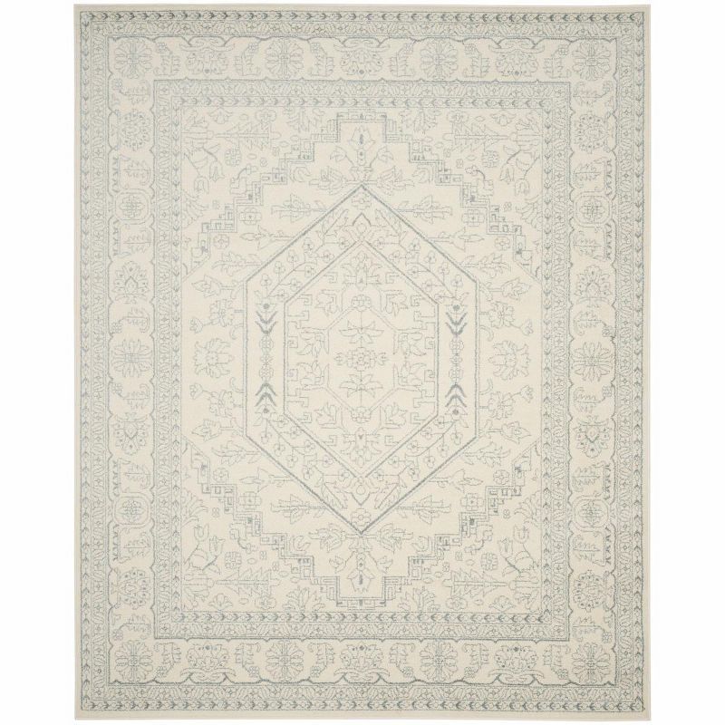 Ivory and Slate Medallion 10' x 14' Synthetic Easy-Care Area Rug