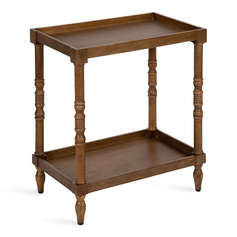 Bellport Rustic Brown Wood Side Table with Shelf