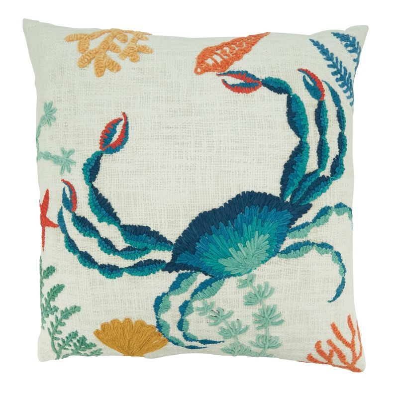 Colorful Cotton Crab Design Throw Pillow Cover