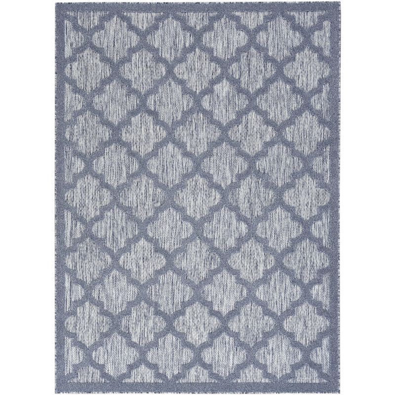 Denim Blue Trellis 4' x 6' Easy-Care Synthetic Rug