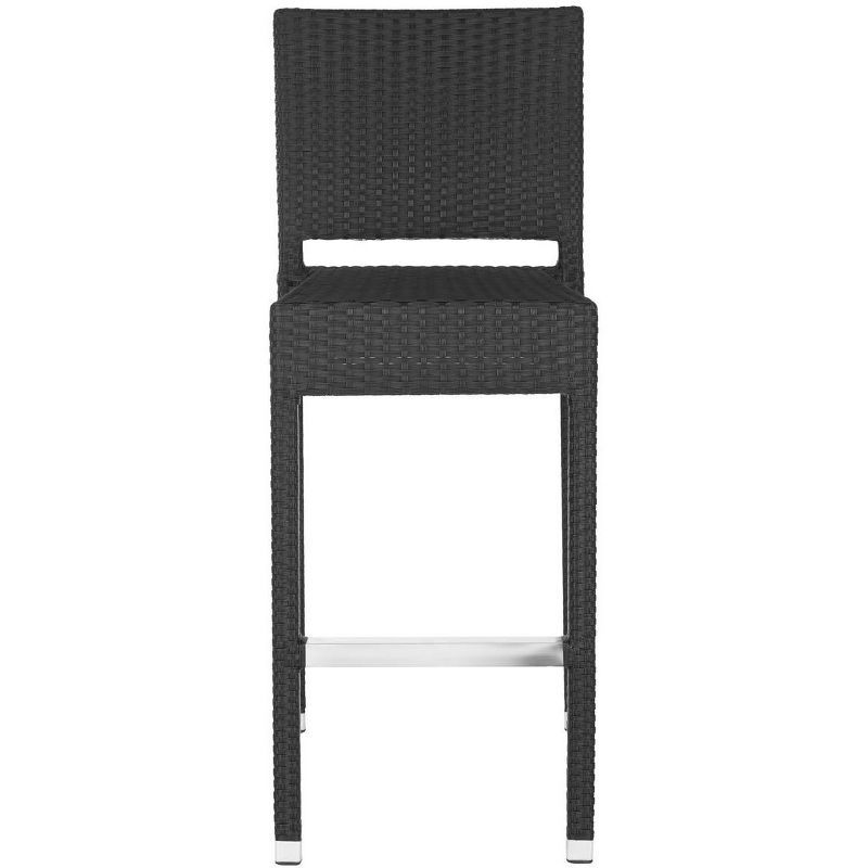 Bethel Black Wicker and Aluminum Bar Stool