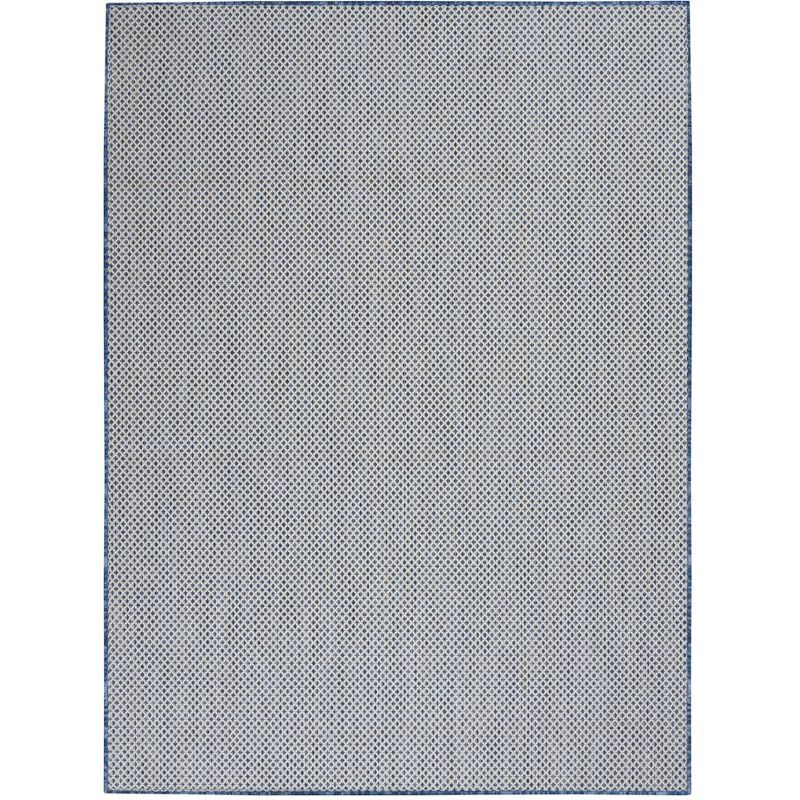 Ivory Blue Geometric 6' x 9' Synthetic Easy-Care Area Rug