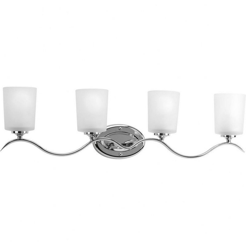 Polished Chrome 4-Light Wall Sconce with Etched Glass Shades