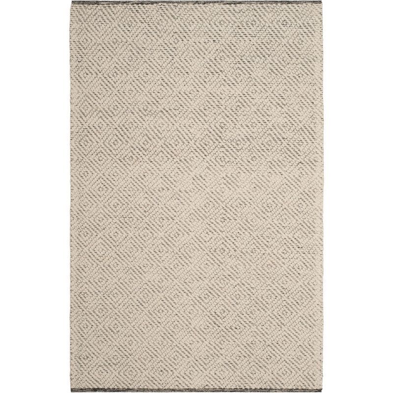 Ivory and Light Grey Hand-Tufted Wool 4' x 6' Rug