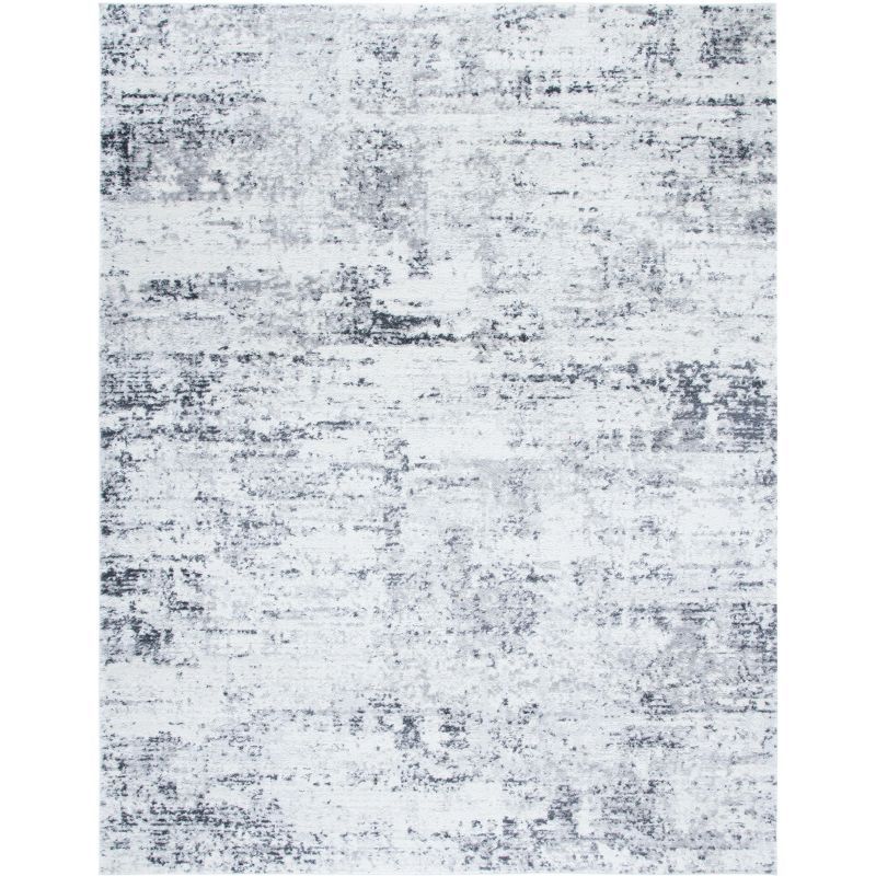 Ivory and Grey Abstract Synthetic 8' x 10' Reversible Rug