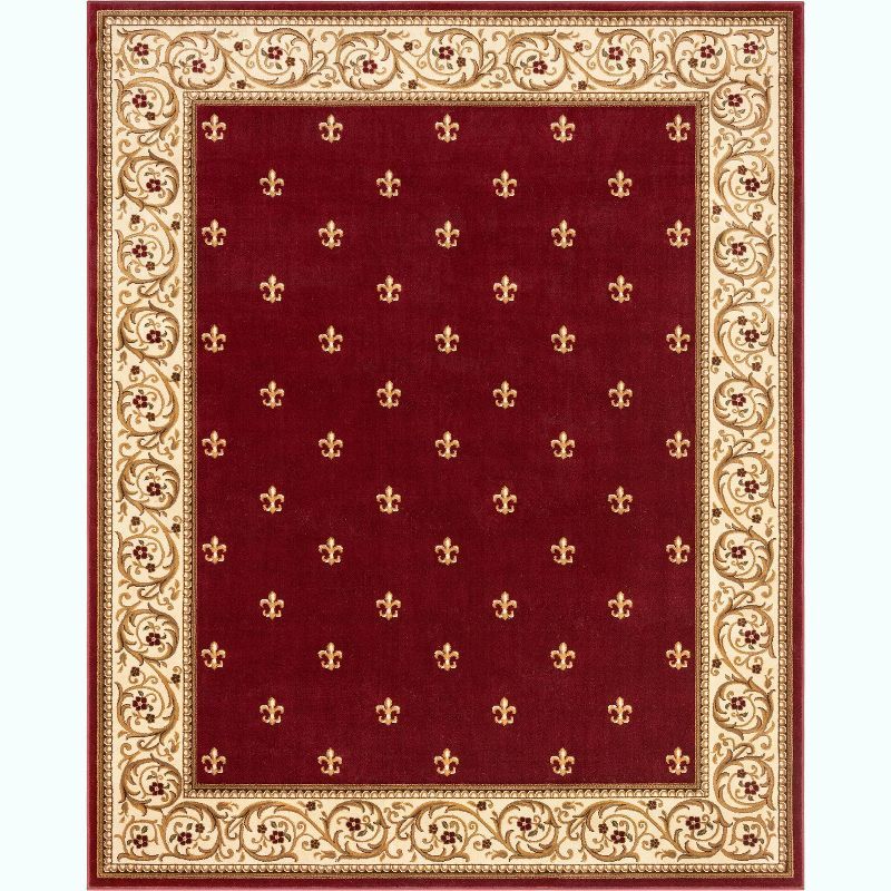 Elegant Red Synthetic Rectangular Area Rug 7'10" x 9'10"