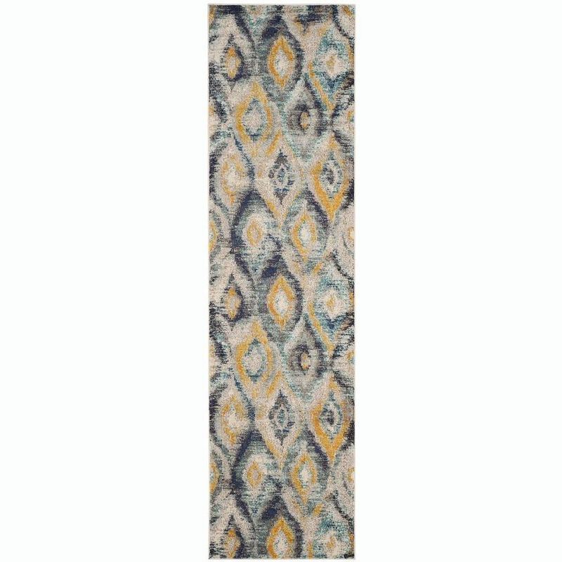 Blue Multi Synthetic Stain-Resistant Boho-Chic Area Rug, 8' x 8'