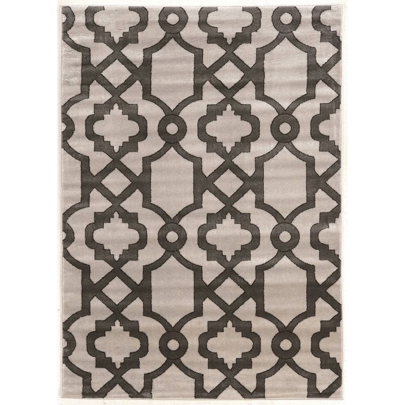 Modern Geo 8'x10' Easy-Care Synthetic Rug in Charcoal Gray