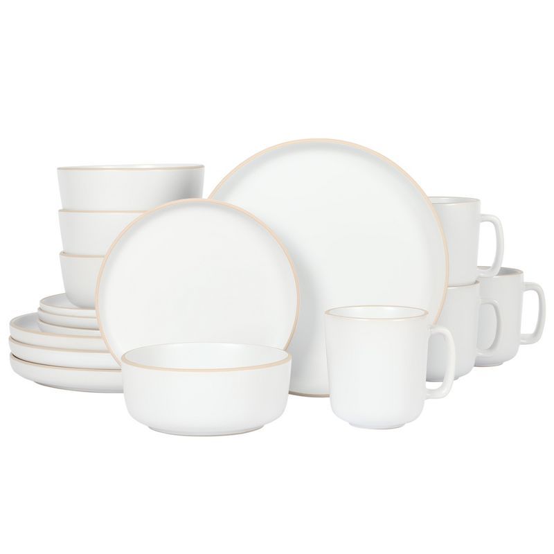 Matte White Ceramic 16-Piece Dinnerware Set, Service for 4