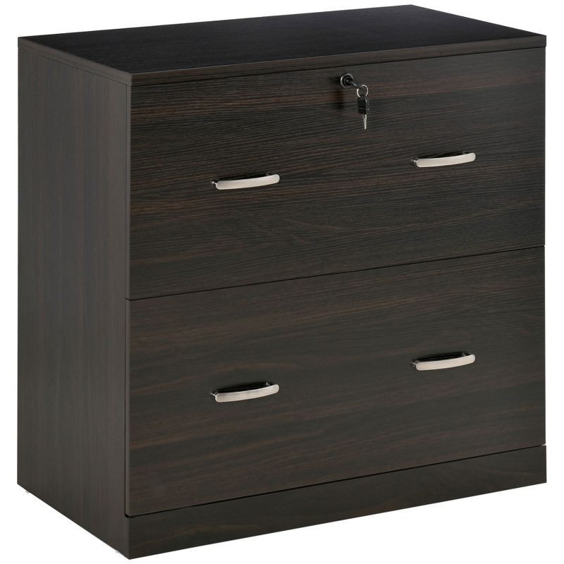 Walnut 2-Drawer Lockable Vertical File Cabinet