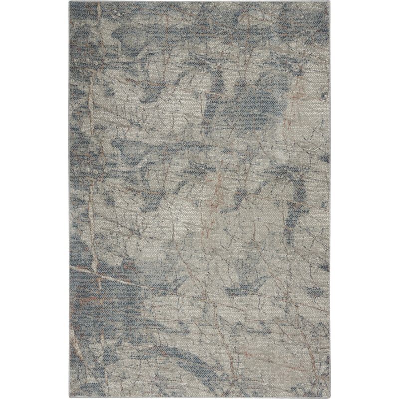 Rustic Textures Light Grey/Blue Synthetic 5'3" x 7'3" Area Rug