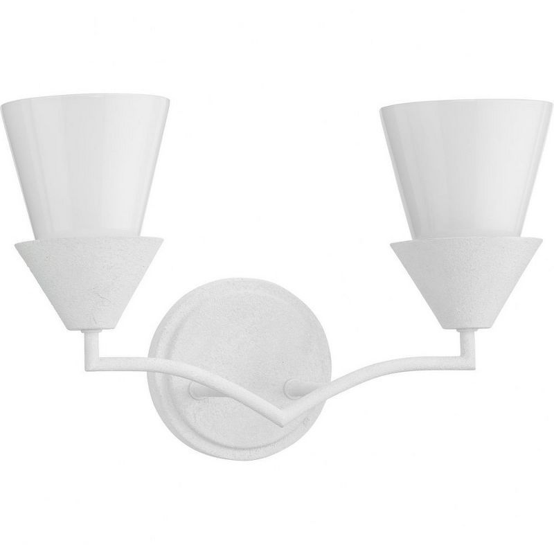 Pinellas White Plaster Dual Conical 2-Light Vanity Fixture