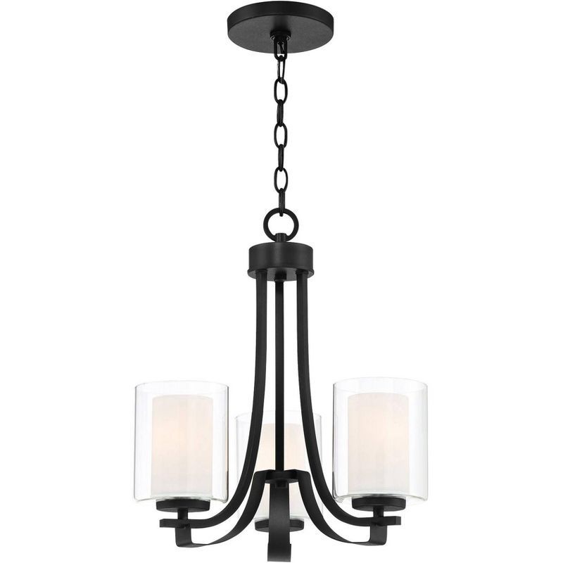 Black Sand Coal Mini Pendant Chandelier with Etched White Glass Shades