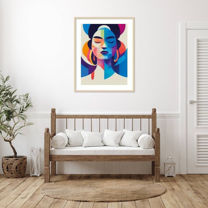 Colorful Portrait Abstract Cubism Framed Wall Art Print