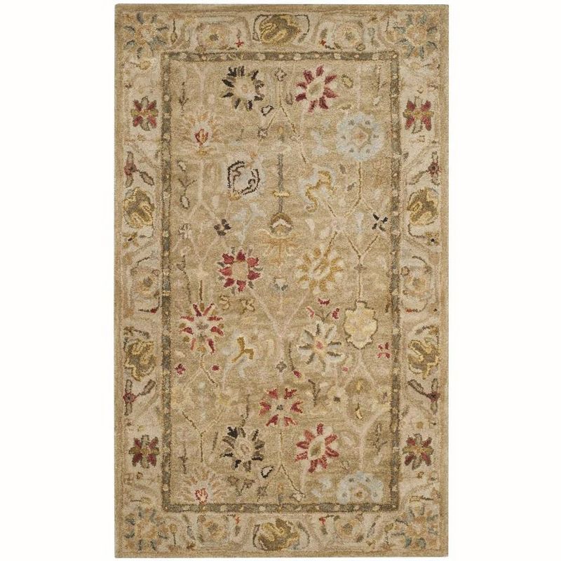 Heirloom Taupe & Beige Wool 3' x 5' Hand-Tufted Area Rug