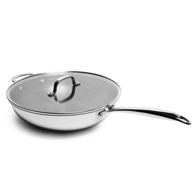 Lexi Home 5-Quart Stainless Steel Nonstick Wok with Glass Lid