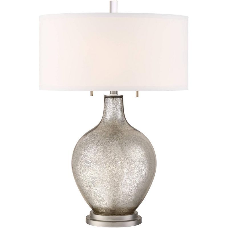 Contemporary Mercury Glass 20" Table Lamp with White Drum Shade