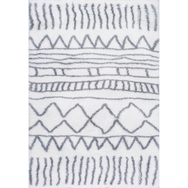 Reversible Gray Braided Shag Area Rug, 3' 3" x 5', Synthetic