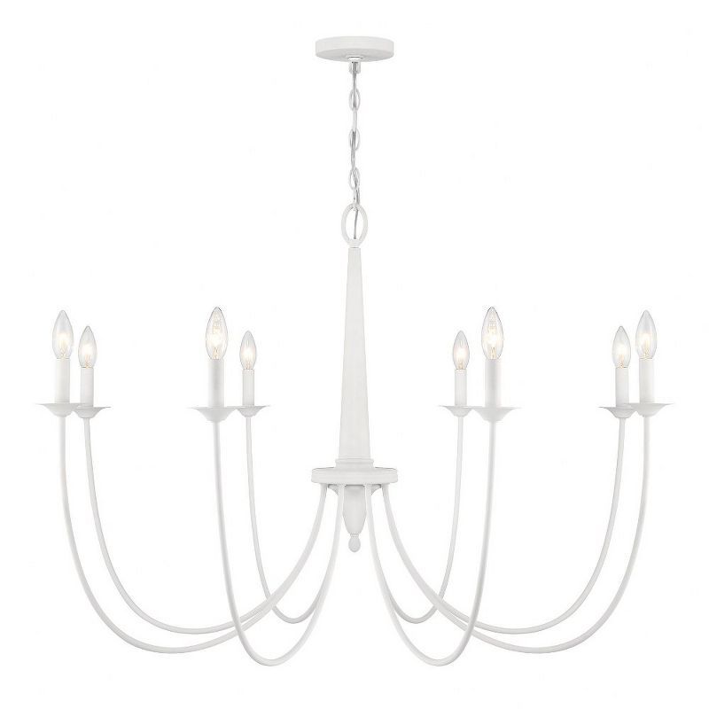 Bisque White 8-Light Metal Candle Chandelier