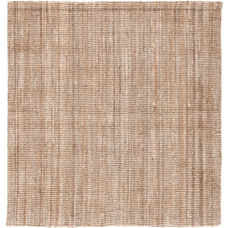 Hand-Knotted Gray Square Easy-Care Jute Area Rug - 5'