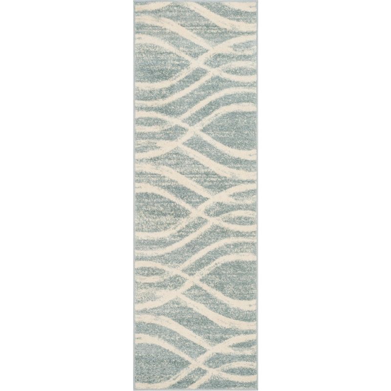 Cream and Slate Synthetic Easy Care Runner Rug