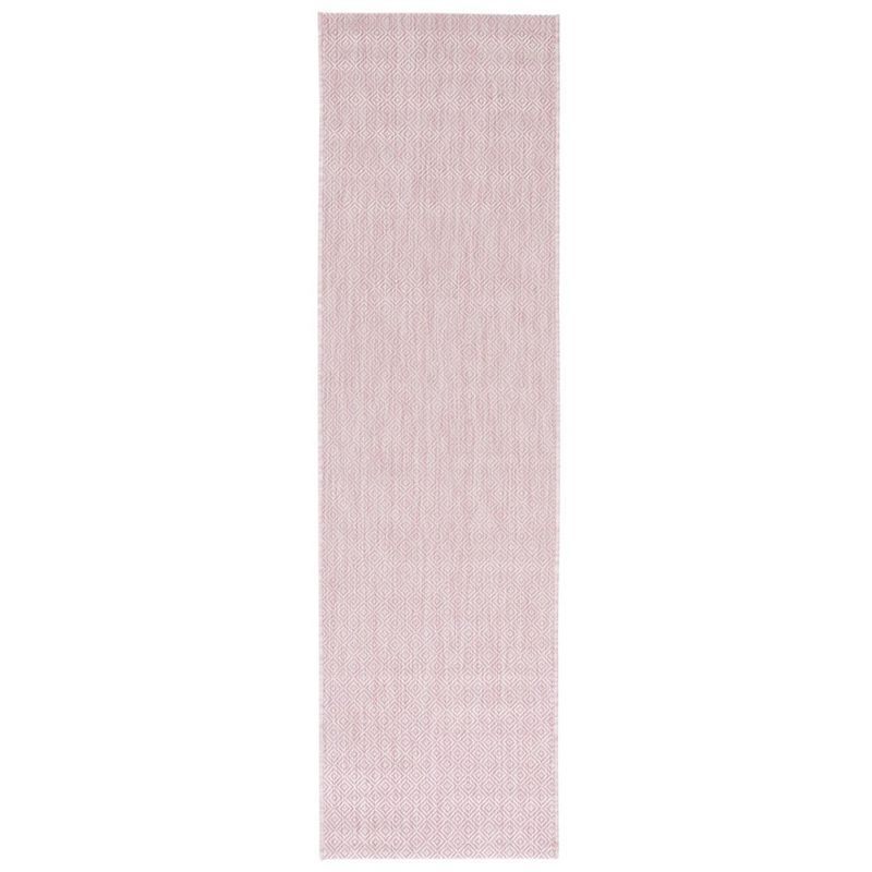 Soft Pink Courtyard 27" Non-Slip Synthetic Indoor/Outdoor Rug