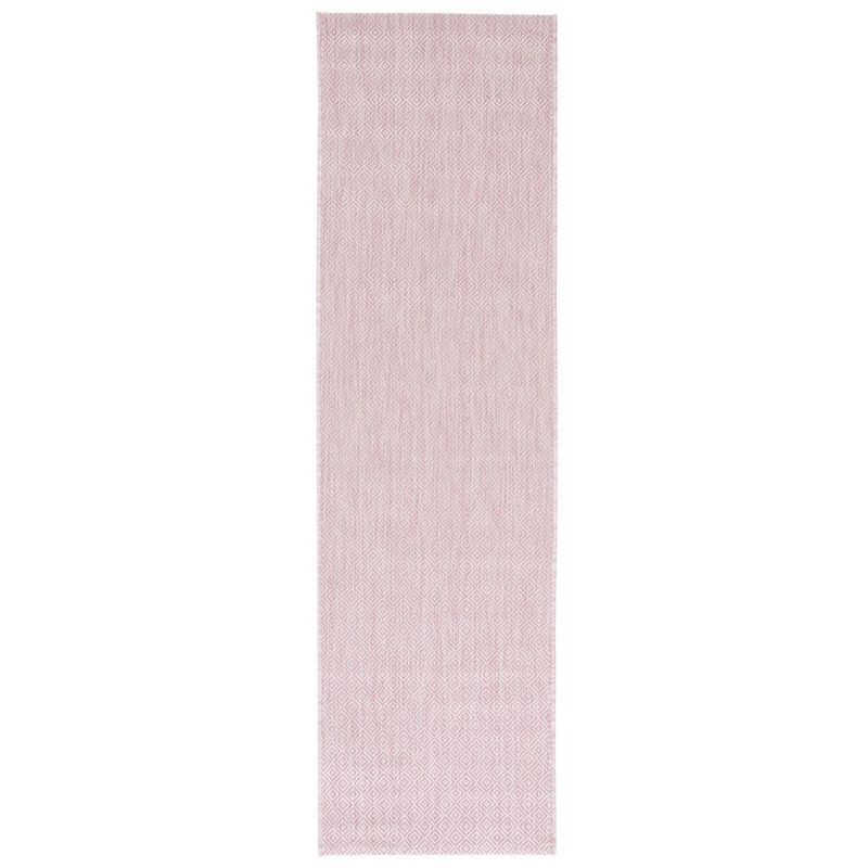 Soft Pink Courtyard 27" Non-Slip Synthetic Indoor/Outdoor Rug