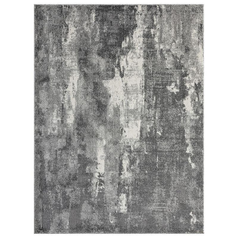 Dark Gray Abstract 6' x 9' Stain-Resistant Area Rug