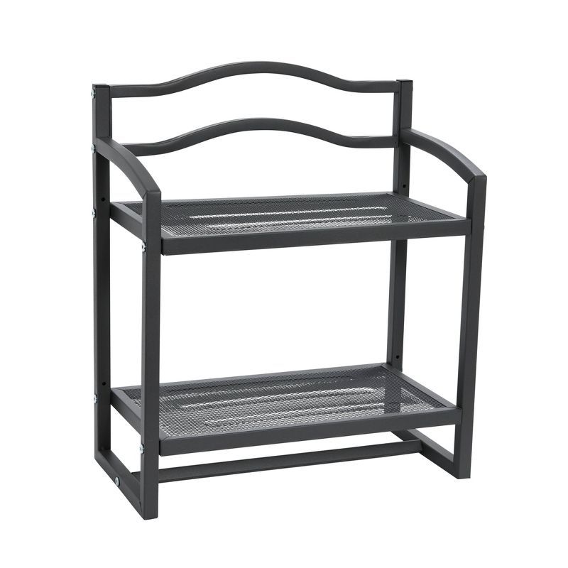 Gray Metal 2-Tier Wall Mount Bathroom Storage Rack