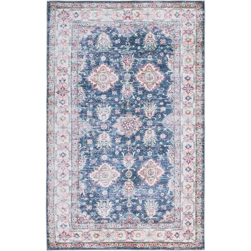 Tucson Navy & Beige 9' x 12' Hand-Knotted Synthetic Area Rug