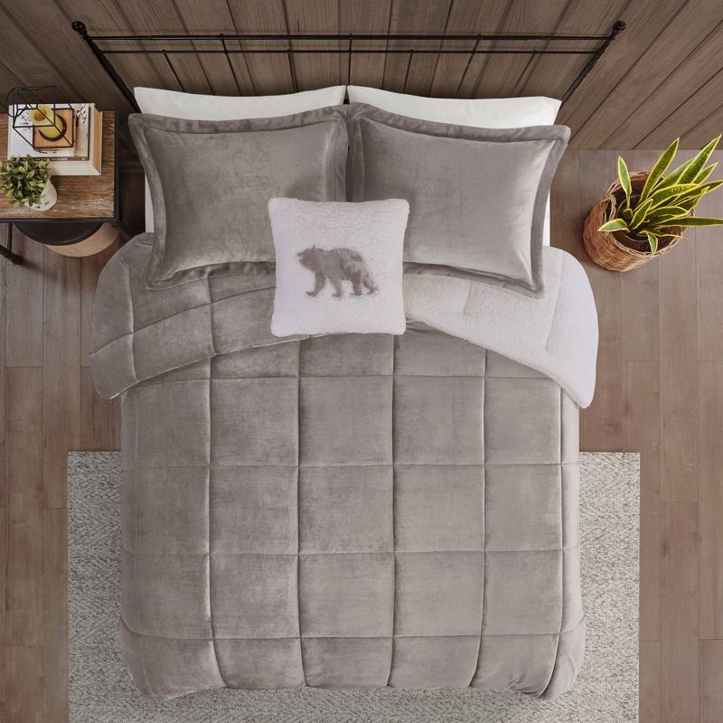 King Grey/Ivory Reversible Down Alternative Bedspread Set