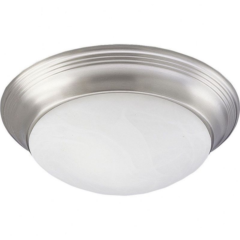 Brushed Nickel 14-Inch Alabaster Glass Flush Mount Ceiling Light