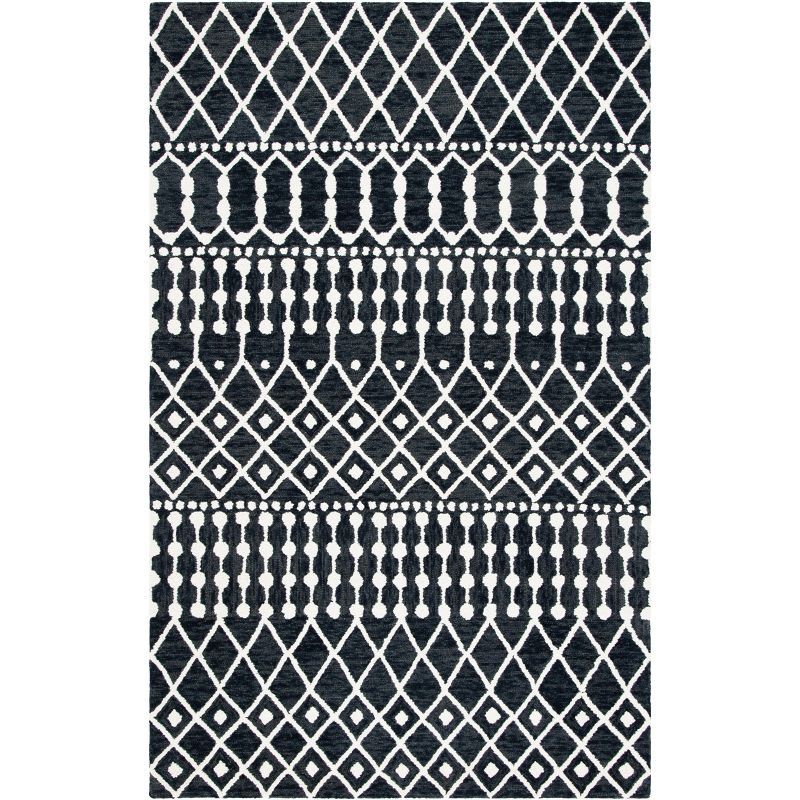 Handmade Black Wool Tufted 5' x 8' Rectangular Area Rug