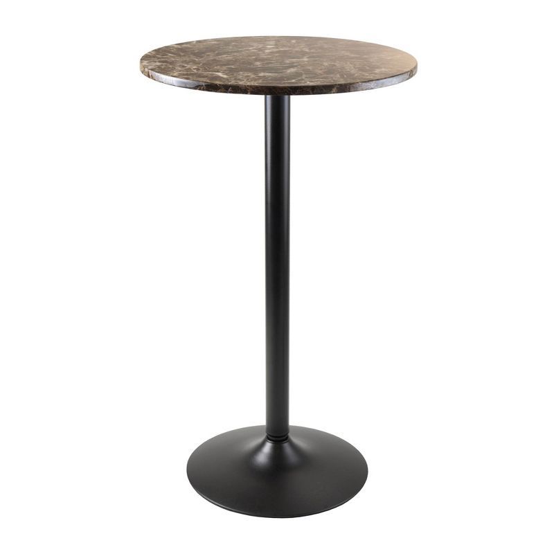 Transitional 24" Round Counter Height Faux Marble & Wood Table