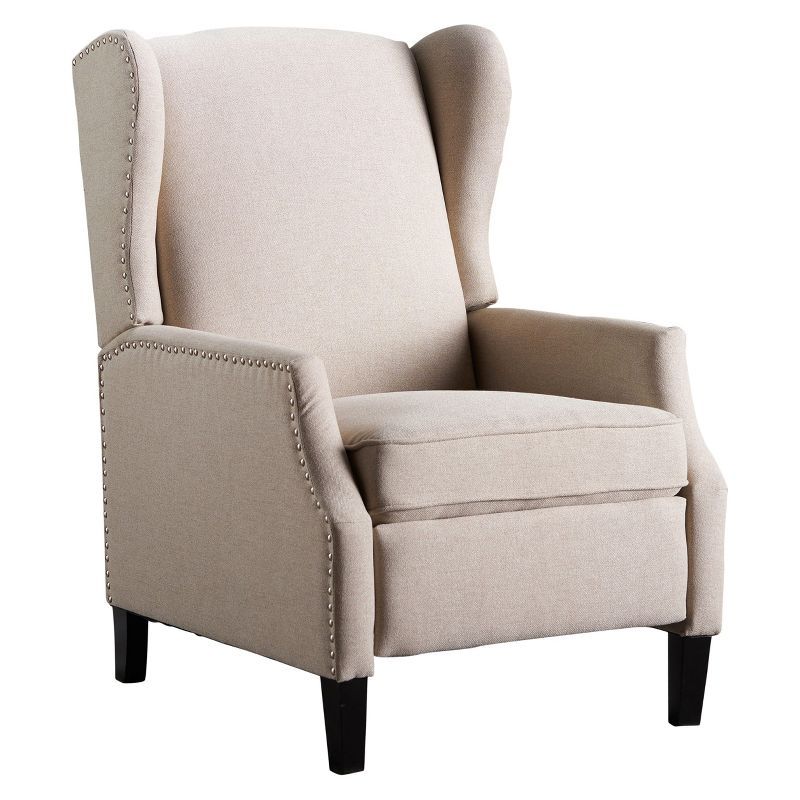 Wheat Floral Handcrafted Wingback Fabric Recliner Chair
