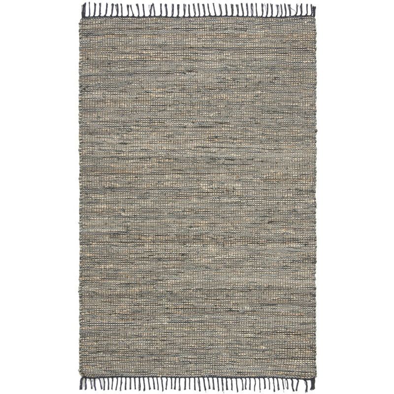 Mod-Chic Gray Cowhide Handwoven Leather Rug 4' x 6'