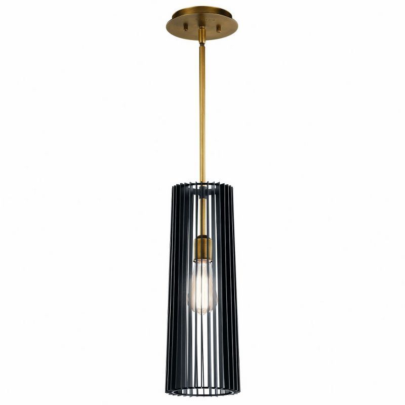 Linara 6" Matte Black and Brass Pendant Light