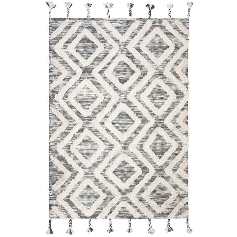 Ivory and Gray Tufted Wool Rectangular Area Rug