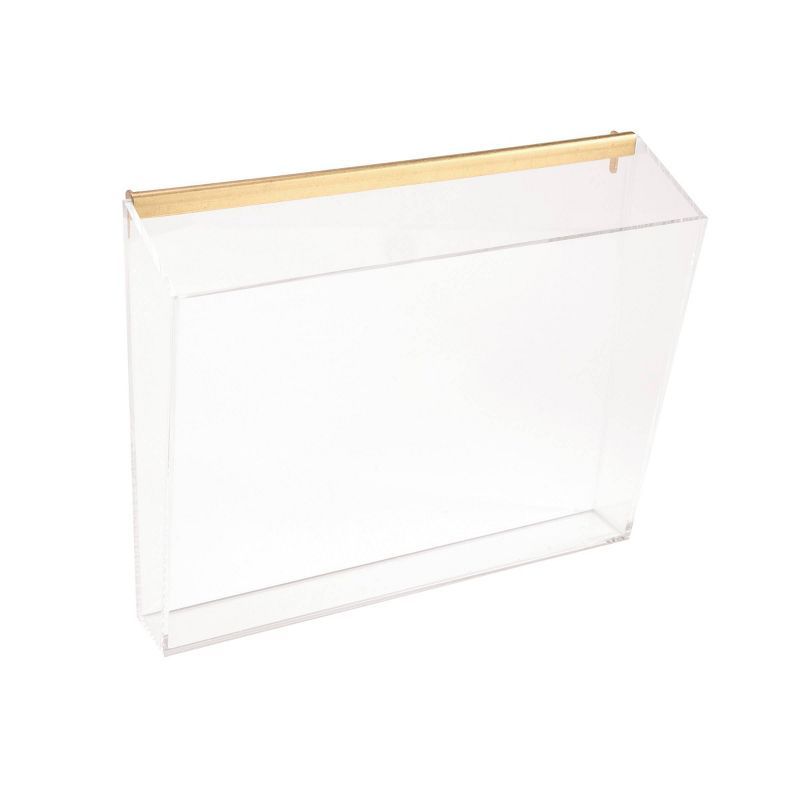 Clear Acrylic and Brass Wall File Pocket