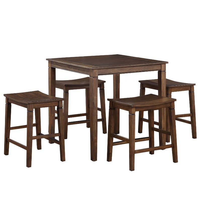 Westlake Brown Wood 5-Piece Counter Height Dining Set