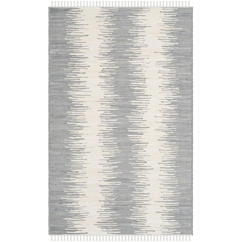 Coastal Breeze Gray Stripe Handwoven Cotton Runner Rug