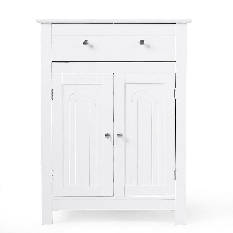 White Freestanding Bathroom Storage Cabinet with Adjustable Shelving