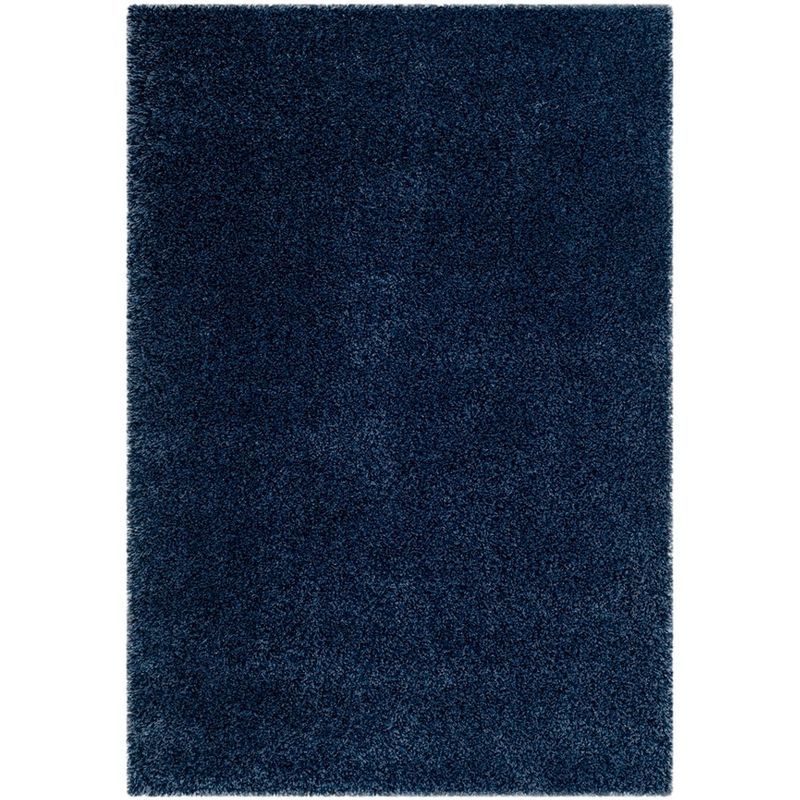 Navy Tufted Shag Synthetic Area Rug