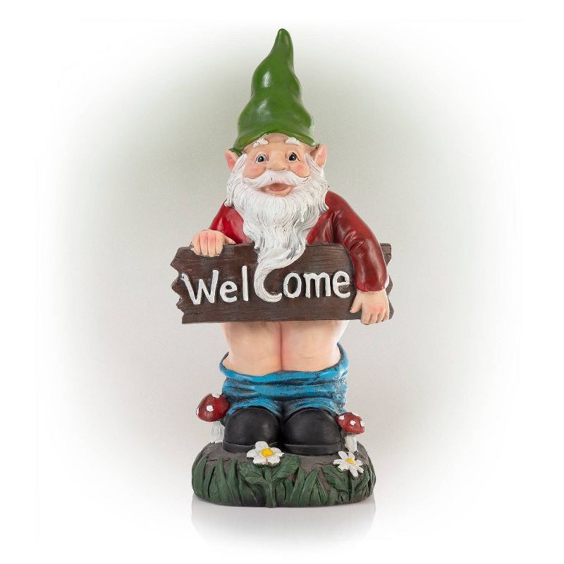 Playful 22" Tall Gnome with Pants Down Garden Statue