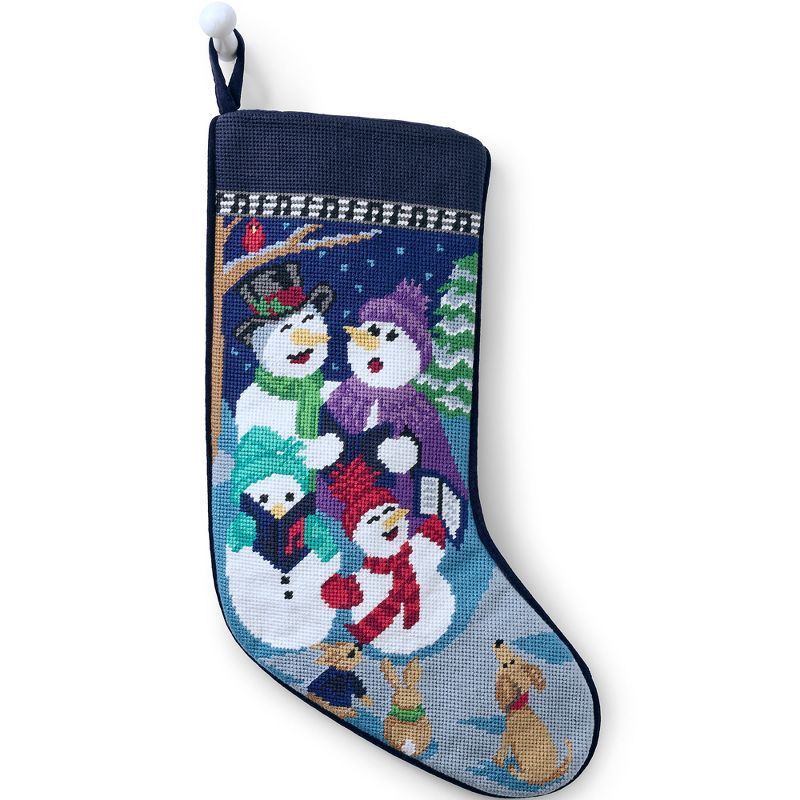 Festive Needlepoint Christmas Stocking with Singing Snowmen