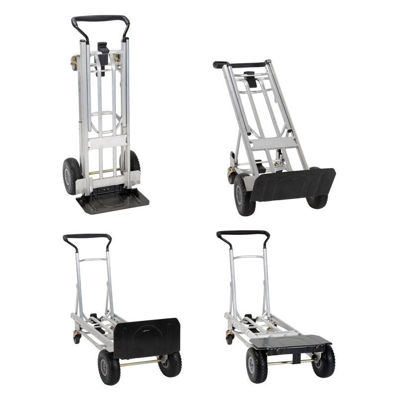 Heavy Duty Silver and Black 4-in-1 Convertible Hand Truck